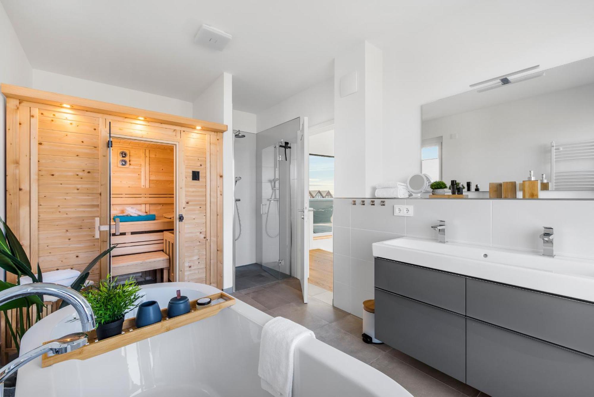 אולפניץ Villa King Erste Lage, Dachterrasse, Meerblick, Carport, Kamin, Sauna, Terrasse, Aussenrolllaeden מראה חיצוני תמונה